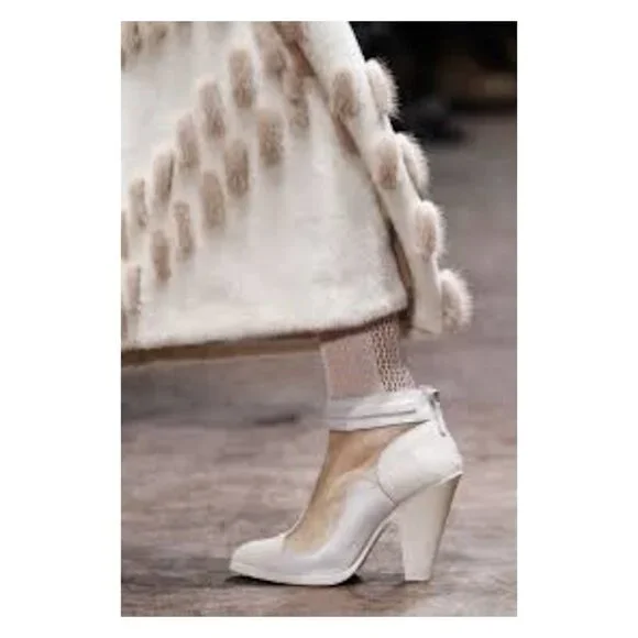 MISSONI NWOB Pony Hair Suede Mesh Panel White Bootie - Picture 3 of 15